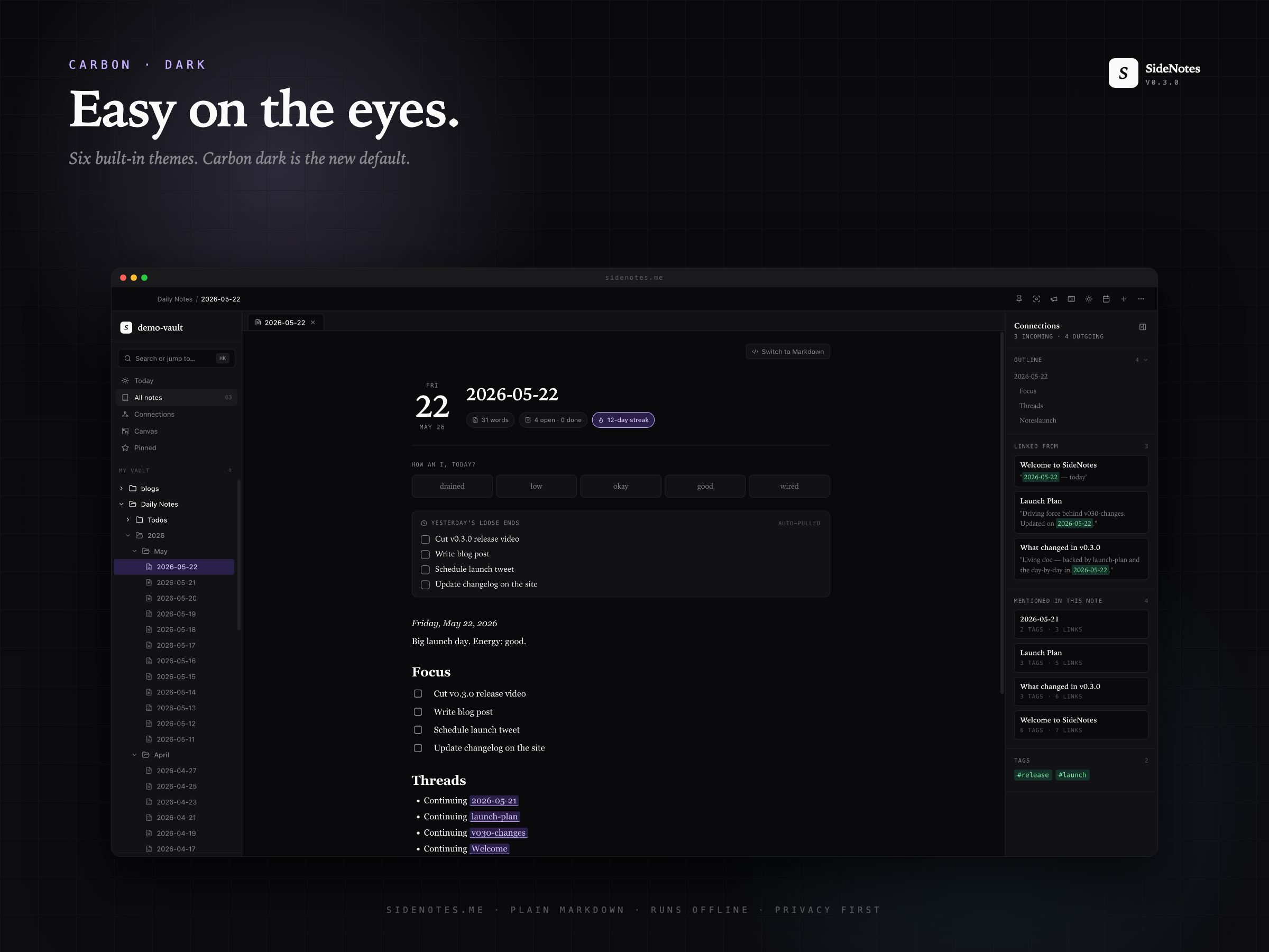Launched SideNotes, a local-first second brain